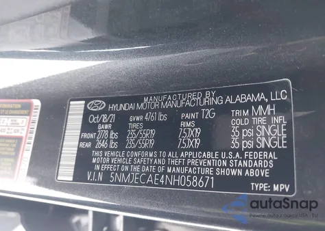 2022 Hyundai Tucson Limited from USA, damaged, VIN 5NMJECAE4NH058671